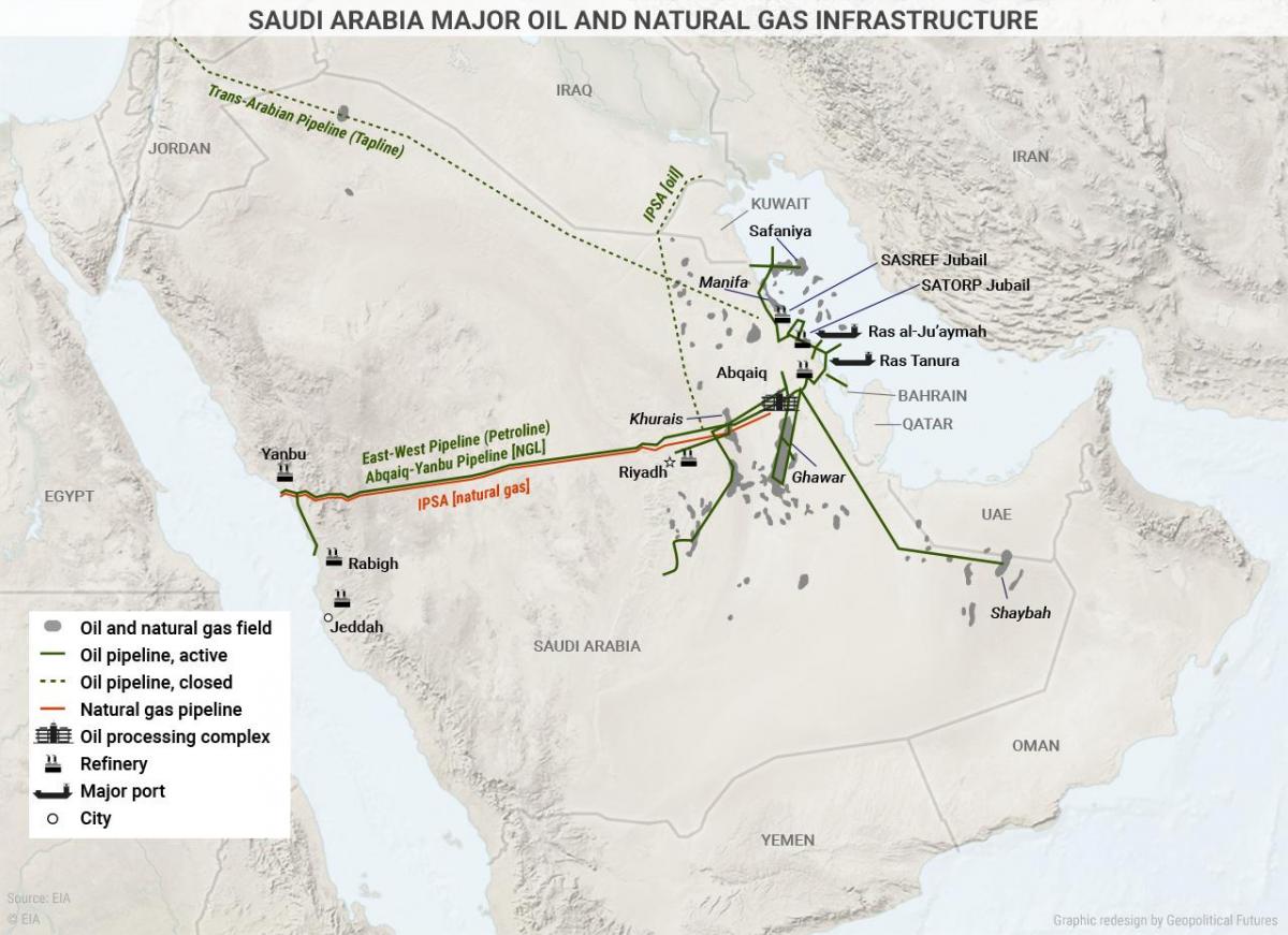 Arabia Saudita aceite mapa