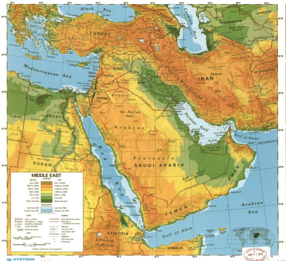 Mapa de Arabia Saudita deserto