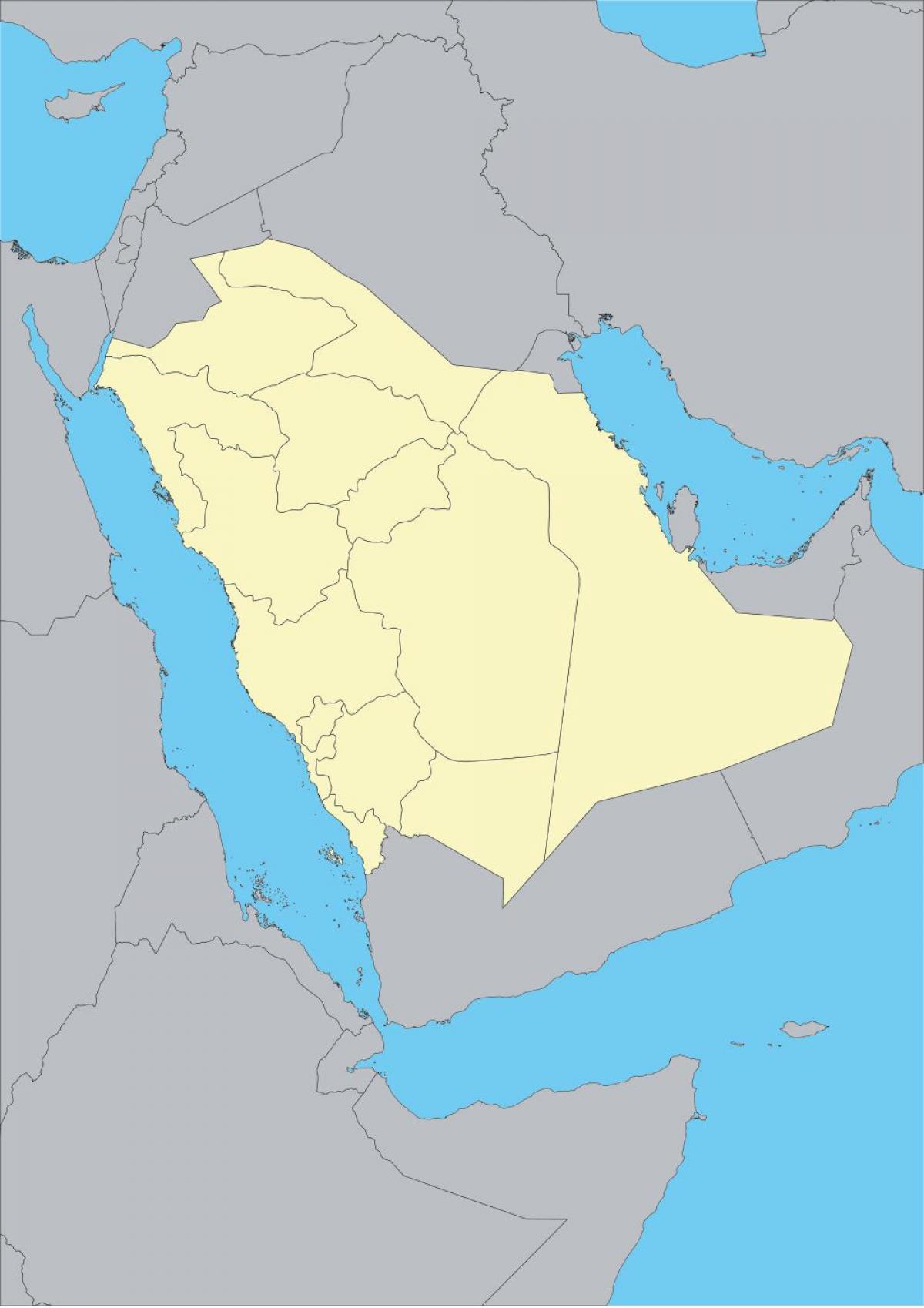 en branco mapa de Arabia Saudita