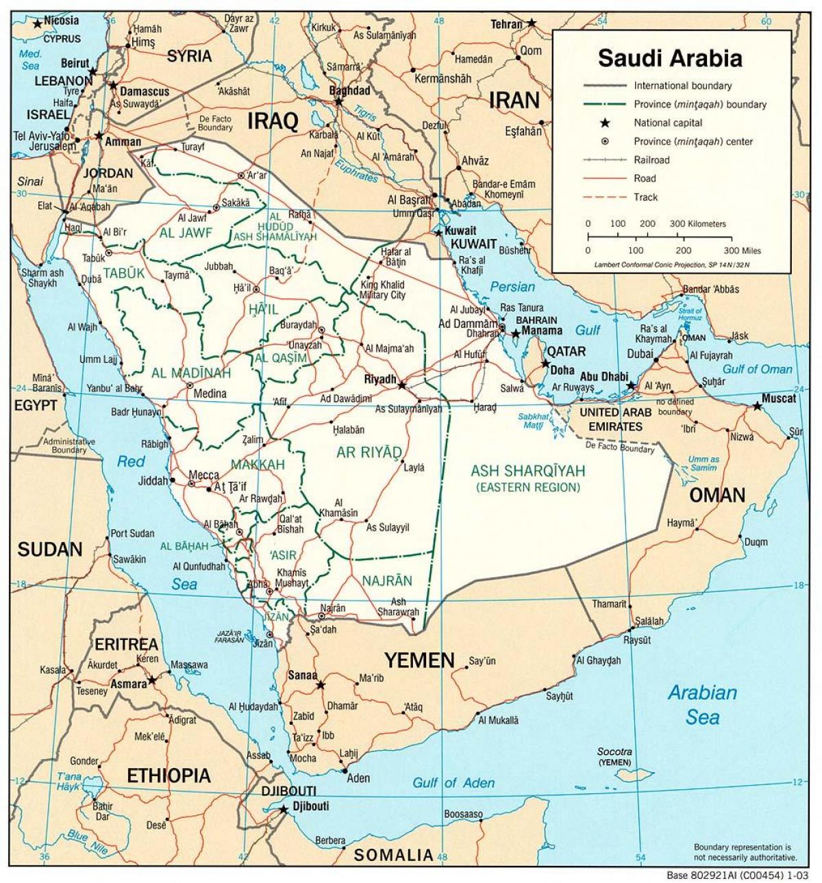 Mapa de Arabia Saudita con nome da cidade