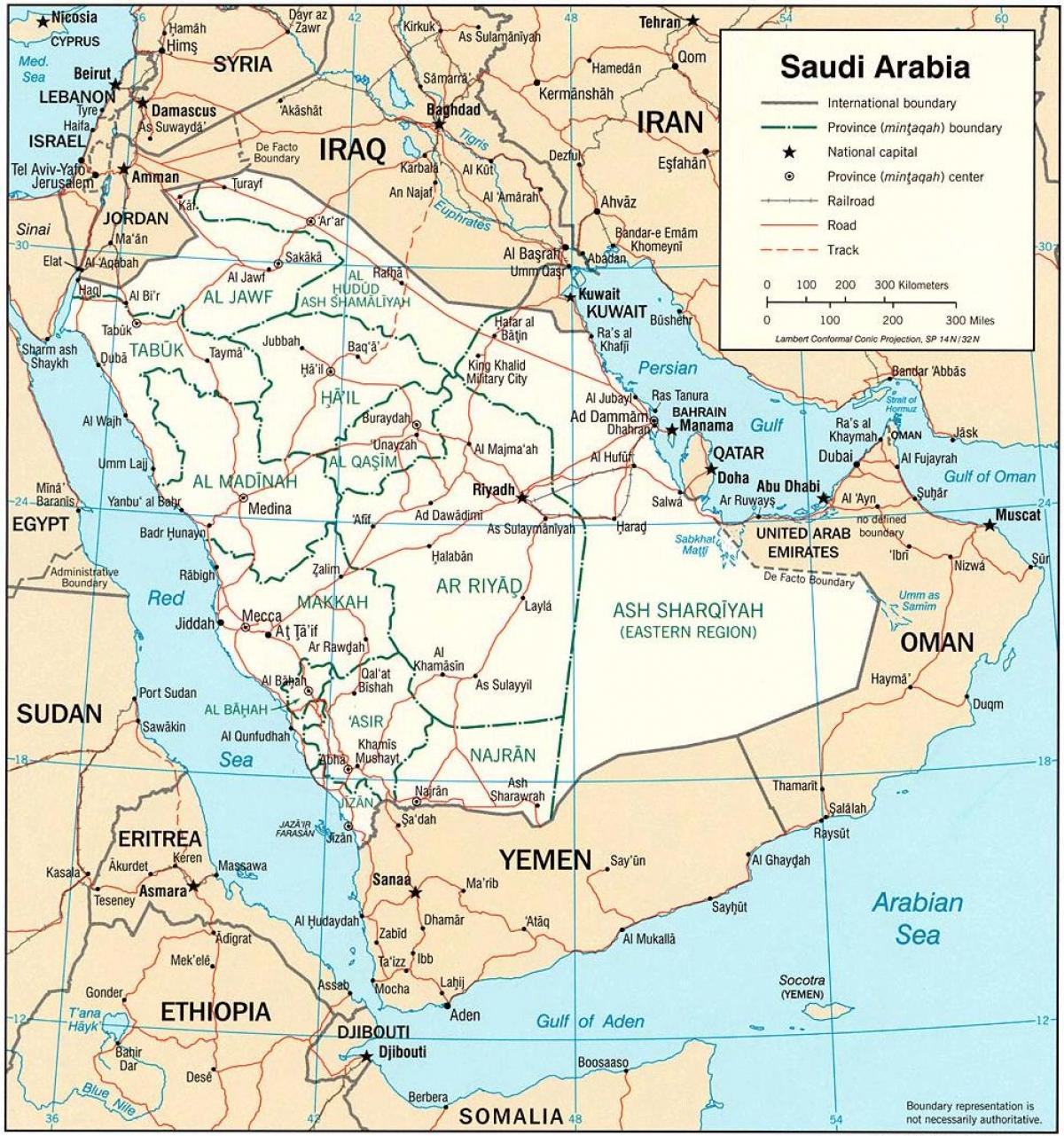 Mapa de Arabia Saudita política