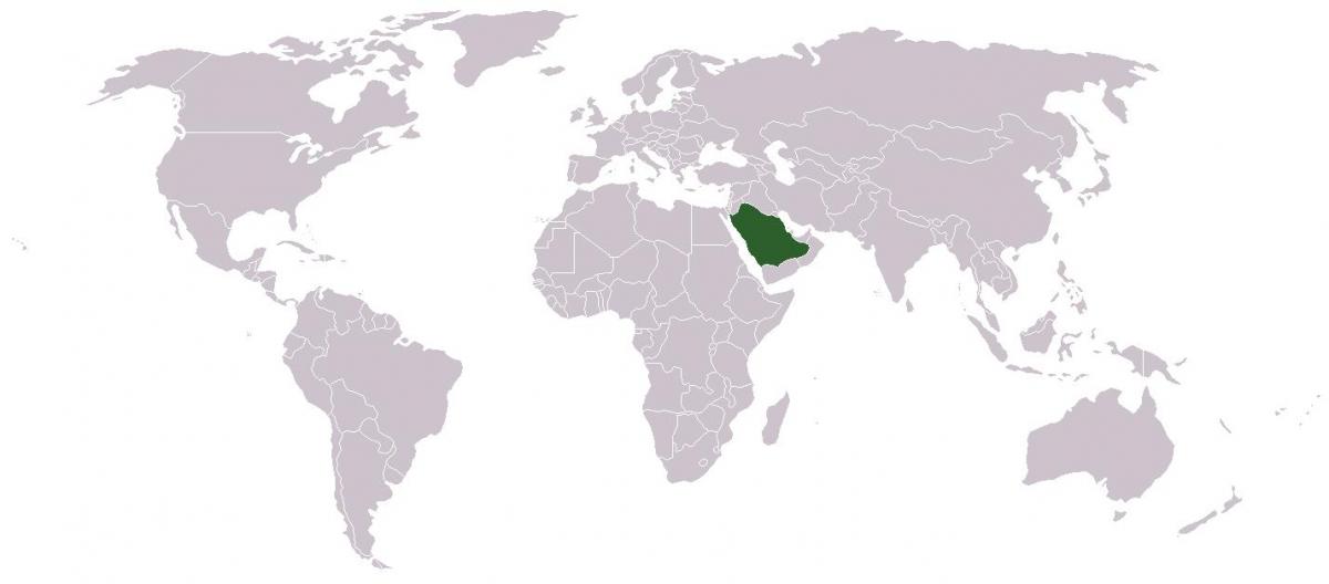 Arabia Saudita en un mapa do mundo