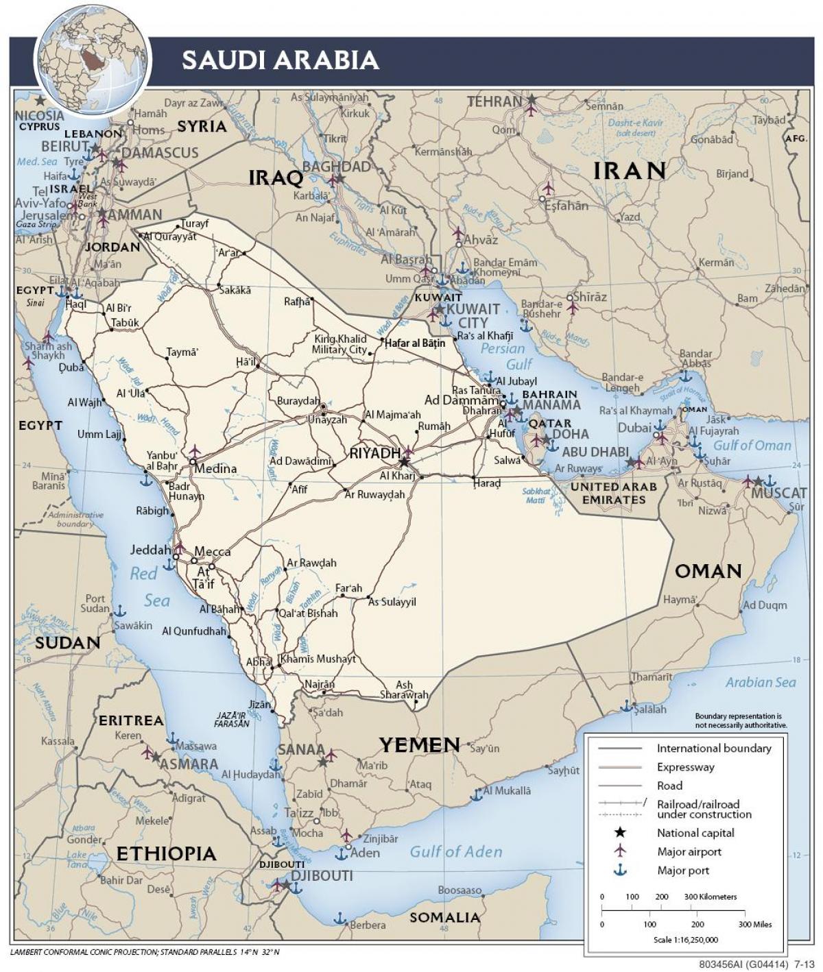 Mapa de Arabia Saudita portos