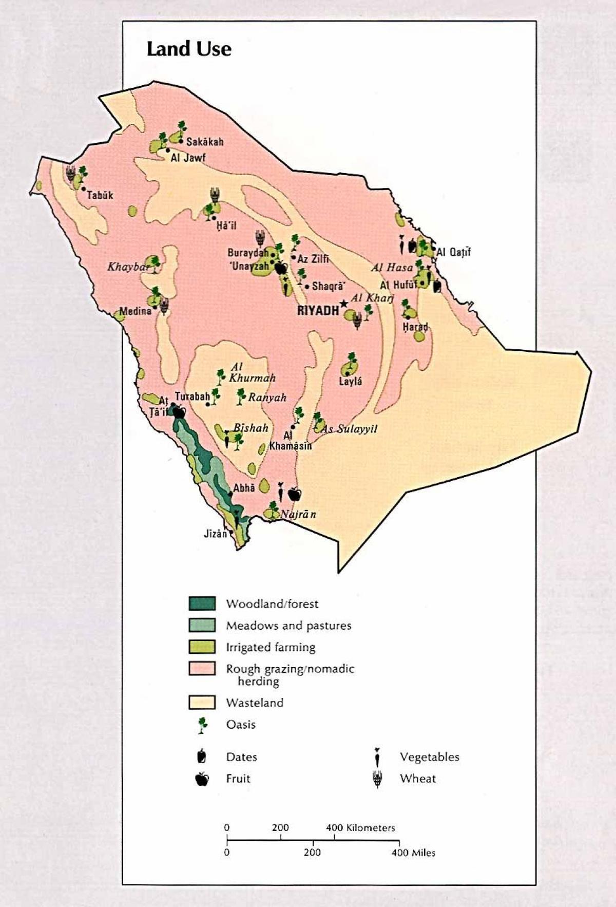 Mapa de Arabia Saudita recursos naturais