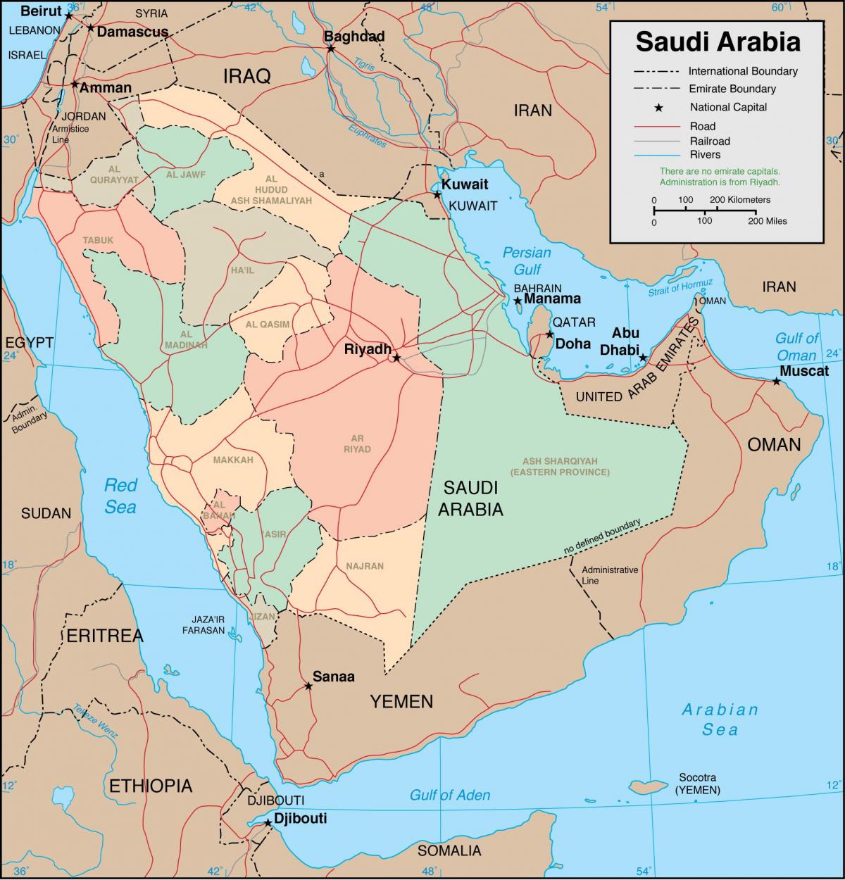 Arabia Saudita rexións mapa