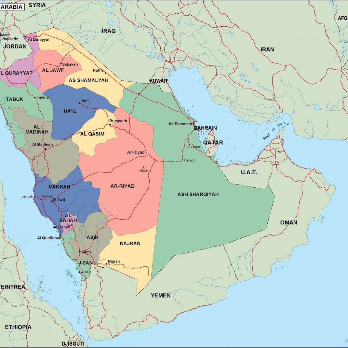 Mapa de Arabia Saudita cidades