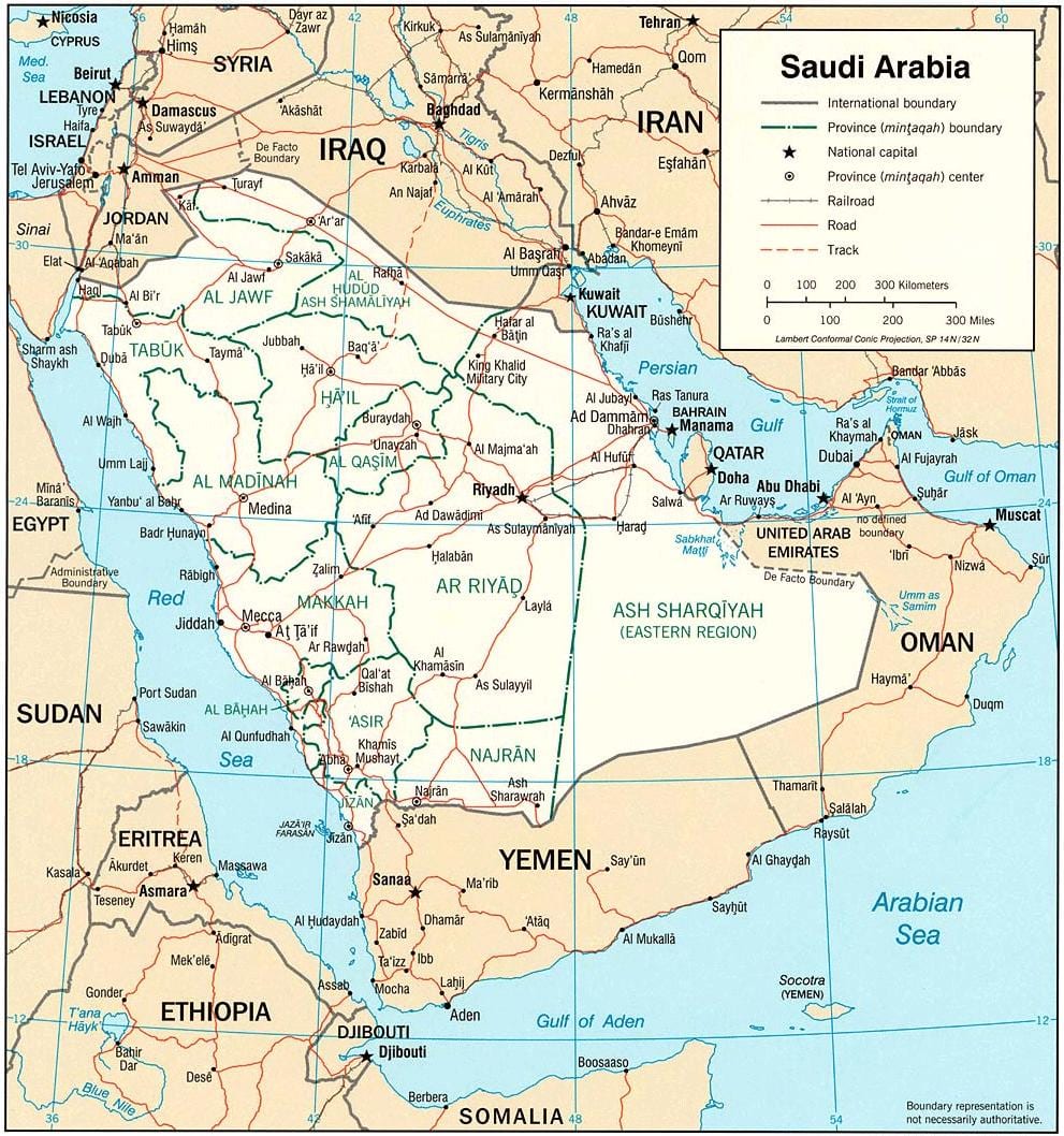 Mapa de Arabia Saudita en liña