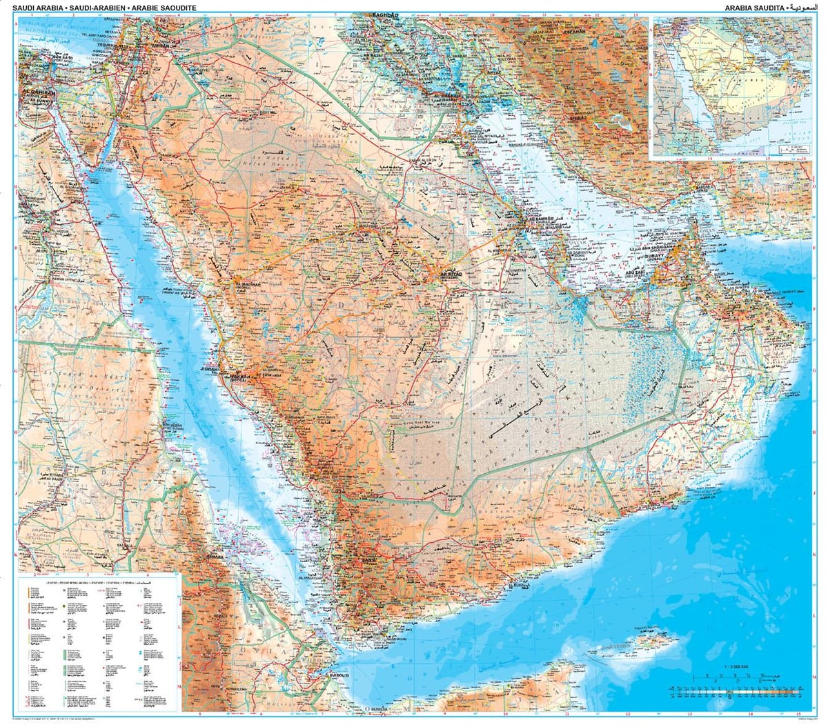 Mapa de Arabia Saudita topográfico