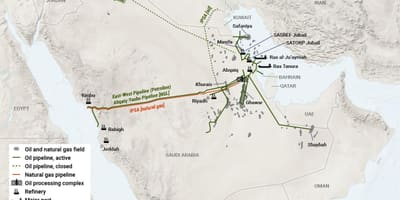 Arabia Saudita aceite mapa