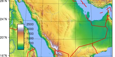 Mapa de Arabia Saudita elevación