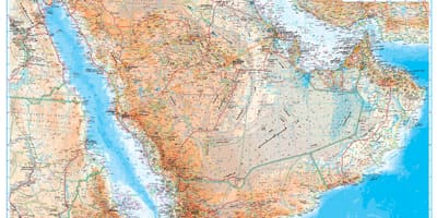 Mapa de Arabia Saudita topográfico