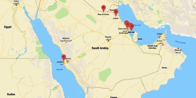 Mapa de Arabia Saudita, al khobar