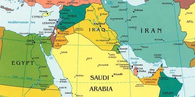 Mapa de Arabia Saudita países veciños