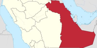 Mapa da provincia oriental Arabia Saudita